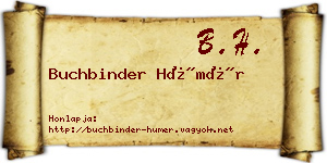 Buchbinder Hümér névjegykártya